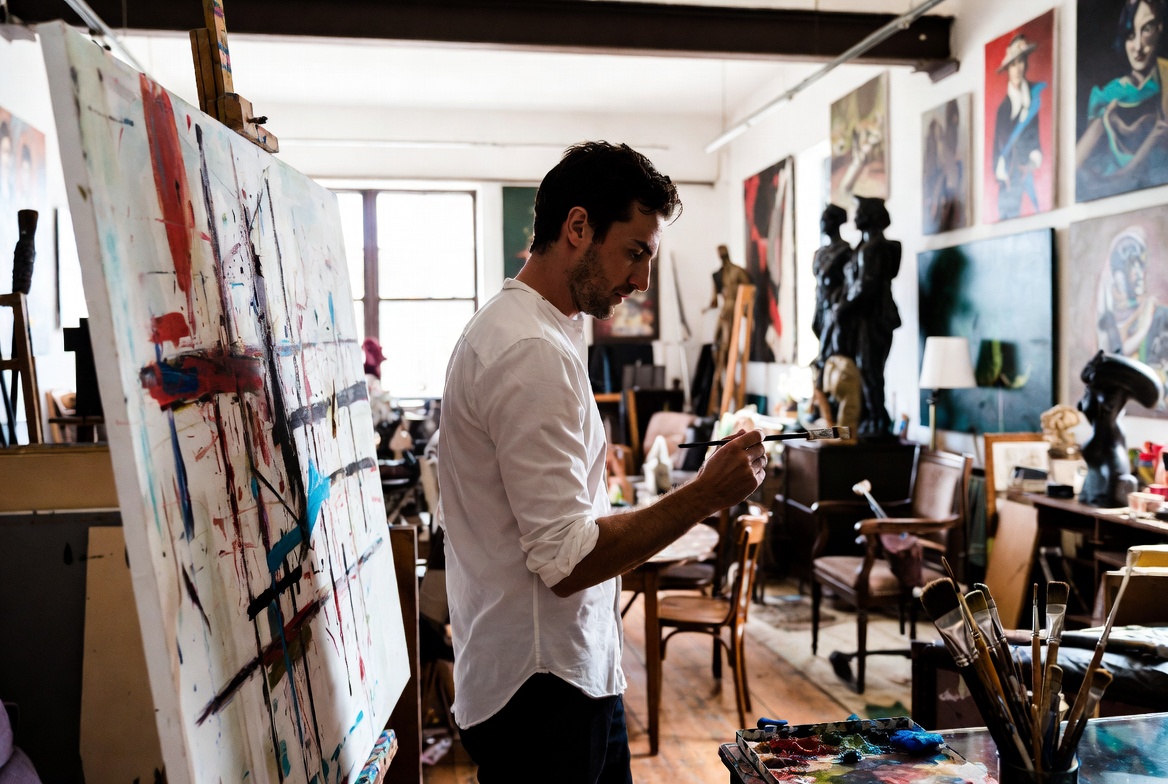 Pintor en Galería de Arte